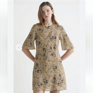 & other stories floral dress neutral floral tones size Small EU 36 T5